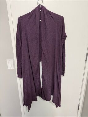 Moda International Plum Open-Front Draped Cardigan